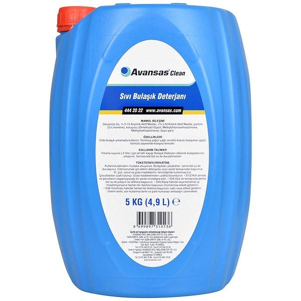 16. Avansas Clean Sıvı Bulaşık Deterjanı 5 kg 15.13 TL