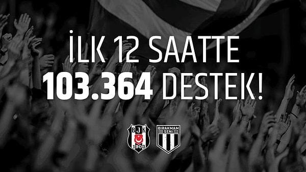 Kampanyanın ilk 12 saatinde 103.364 kişi Beşiktaş'a destek oldu.