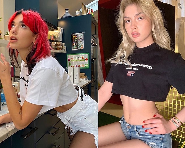 6. Aleyna Tilki ve Dua Lipa, aynı Alexander Wang tişört ile pişti oldu.