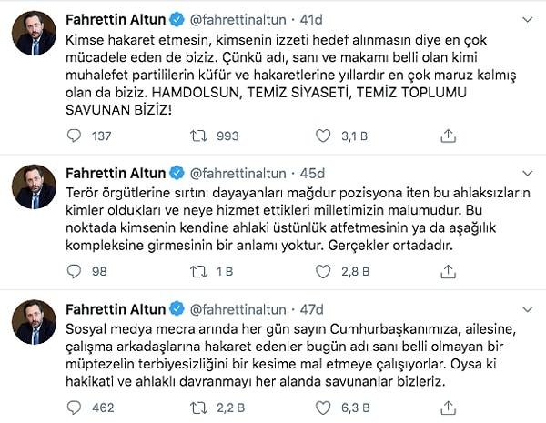 Fahrettin Altun açıklamasında şu ifadeleri kullandı