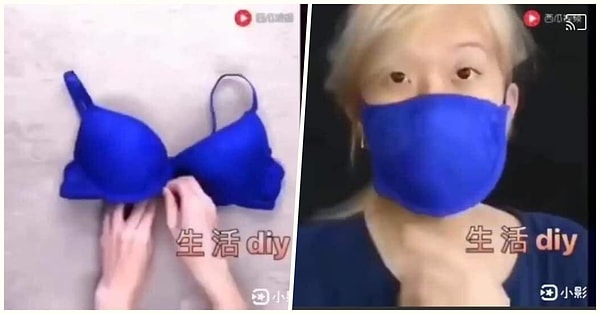 В одном из таких видео предлагается сделать маску из старых бюстгальтеров.