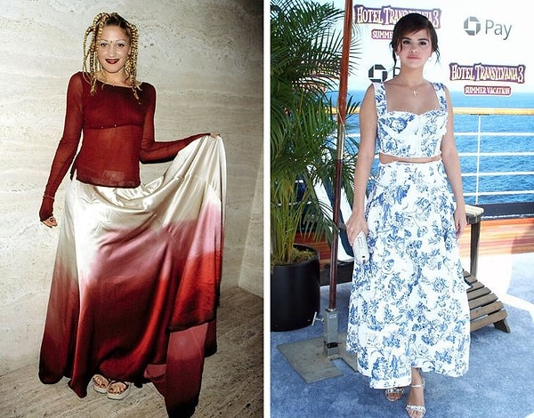 9. Uzun etekler 2020'de yeniden trend oldu. Çok da kullanışlı olmayan bu trend, günlük hayatın bir parçası haline geldi. Moda severler ofiste bile bu parçayı kullanmaya başladı.