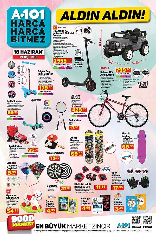 Bu haftanın öne çıkan ürünleri arasında Xiaomi Mijia M365 Pro katlanabilir elektrikli scooter var. Fiyatı biraz uçuk ama piyasaya göre uygun; 3.999 TL.