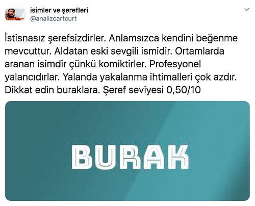 İsimlerden Yaptığı Tespitlerle Ne Şeref Ne De Karakter Bırakan Hesabın Birbirinden Komik Analizleri