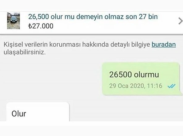 Alıcı ne kadar ciddi diye test etmek istemiş.