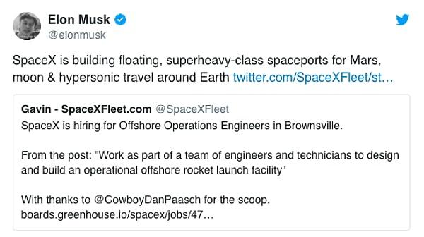 Elon Musk'ın yukarıda açıklamasını yaptığımız kısımla ilgili attığı tweetlerden biri👇
