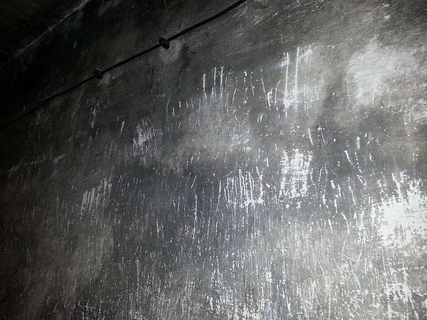 14. Auschwitz'deki bir gaz odasının duvarı.