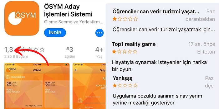 ÖSYM Uygulamasının Puanını App Store'da Düşüren Sınava Girecek Öğrencilerden Tepki Dolu Yorumlar