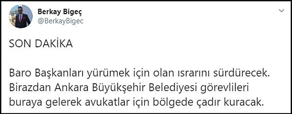 Ankara Büyükşehir Belediyesi hukuçular için çadır gönderdi 👇