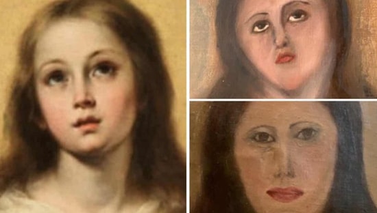 Реставраторы из Испании исказили картину Девы Марии XVII века, сделав ее лицо неузнаваемым