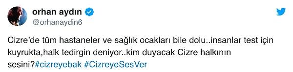 Twitter’dan #Cizreyebak etiketiyle başlatılan kampanyada yetkililerin Cizre için acil önlem alması çağrısı yapılıyor...