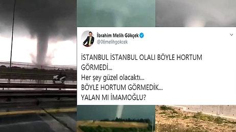 İ. Melih Gökçek'in İstanbul'da Çıkan Hortumu Ekrem İmamoğlu'nun Çıkardığını Düşündüğü Paylaşımı ve Ona Gelen Tepkiler