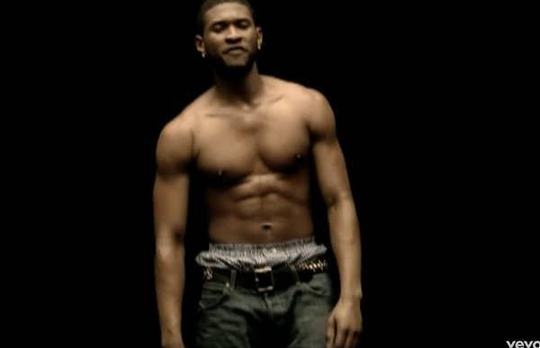 7. Usher'ın" 'Confessions' klibinde tişörtünü çıkarttığı sahne: