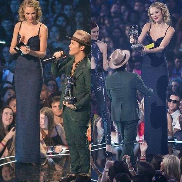 MTV ödüllerinde Bruno Mars'ın Taylor Swift'le yan yana geldiği an