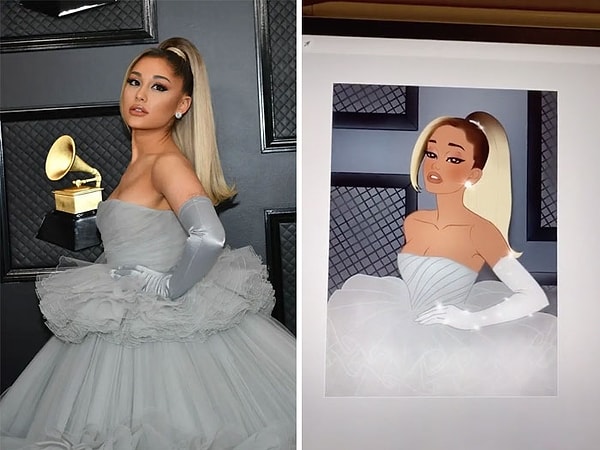 Художница также представила Ариану Гранде в виде диснеевской принцессы