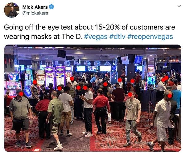 9. Vegas'ta bir gazino, müşterilerin yalnızca %15-20'si maske takıyor.