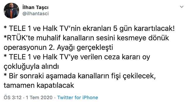 Kararı, RTÜK üyesi İlhan Taşçı duyurdu 📌