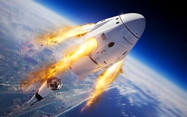 14. Elon Musk'a ait SpaceX şirketinin, NASA astronotları Doug Hurley ve Bob Behnken'i Uluslararası Uzay İstasyonu'na (ISS) götüren uzay aracı başarıyla fırlatıldı.