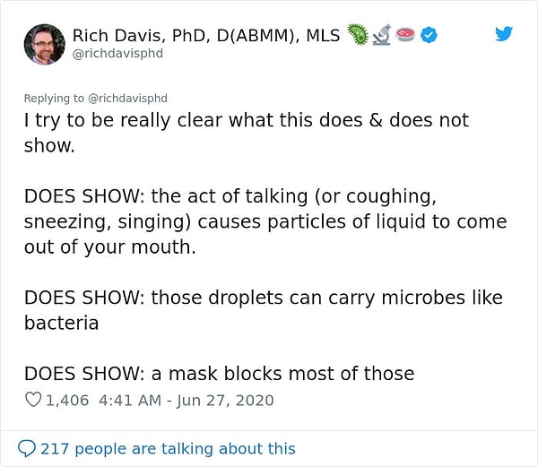 "В этом смысле я хочу довольно четко выразить, когда маски защищают, а когда нет.”