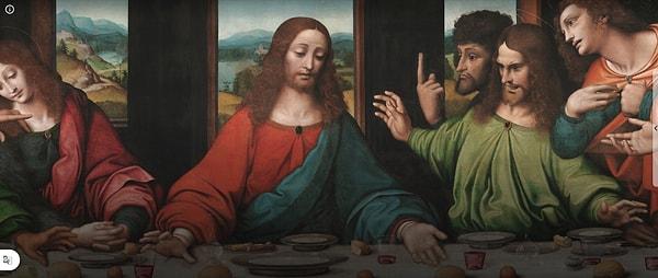 Tablonun orijinaline en yakını, Leonardo'nun öğrencileri tarafından yapıldığı düşünülen ve İngiltere'de bulunan başka bir tablo.