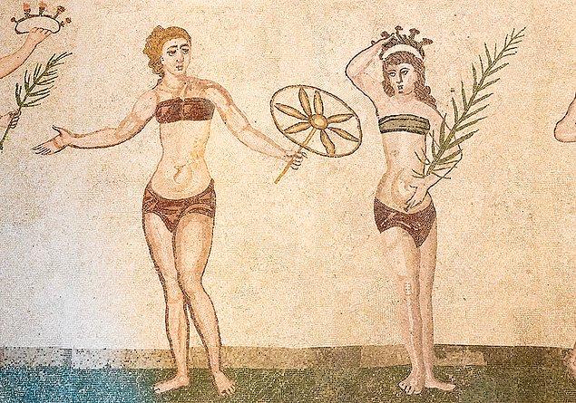 M.Ö. 450: Antik Roma ve Yunan kadınları göğüslerini strophium ile sararlarmış.