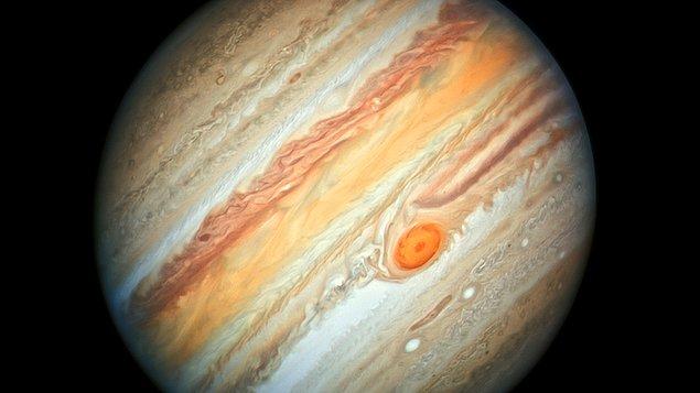13. Jüpiter'deki kızıl leke fırtınasına önceden üç dünya sığabiliyordu. Şimdilerde ise bir dünya sığabilir.