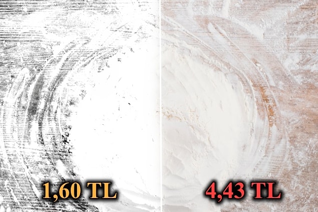 Unun kilosu da 1,60'dan 4,43 TL'ye yükseldi.