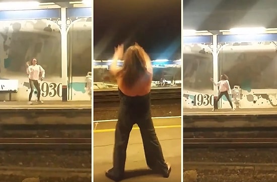 Metro İstasyonunda Karşılıklı Olarak Dans Kapışması Yapan İkilinin Muhteşem Eğlenceli Anları