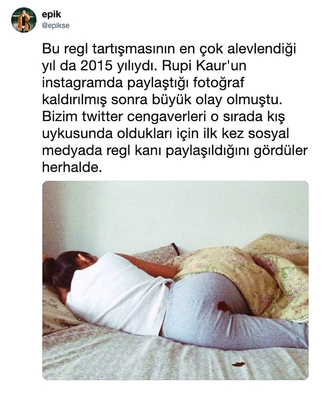 "Halam geldi?, Anavatan kan ağlıyor?" gibi cümlelerle ilk andan itibaren ekstra bir çabayla regl olduğumuzu saklamaya çalışırız.