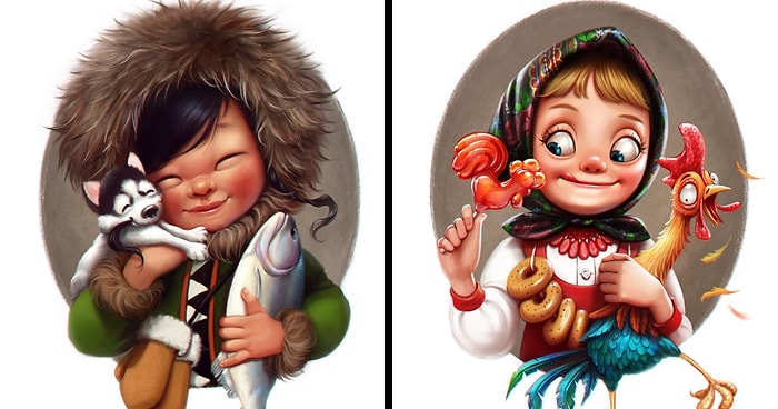 Русская художница рисует очаровательных представительниц разных национальностей (10 фото)