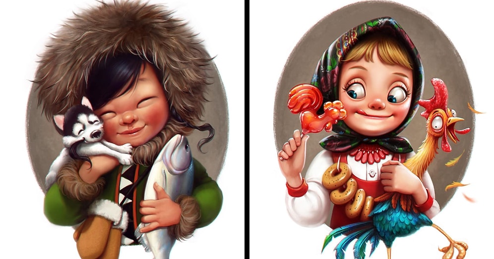 Русская художница рисует очаровательных представительниц разных национальностей (10 фото)