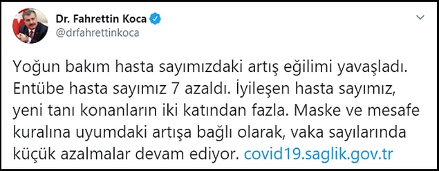 "Vaka sayılarında küçük azalmalar devam ediyor"