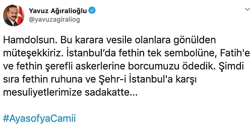 Ayasofya'nın Cami Statüsüne Geçmesi Sosyal Medyanın Gündeminde: Kim, Ne Dedi?