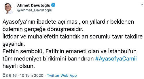 Ayasofya'nın Cami Statüsüne Geçmesi Sosyal Medyanın Gündeminde: Kim, Ne Dedi?