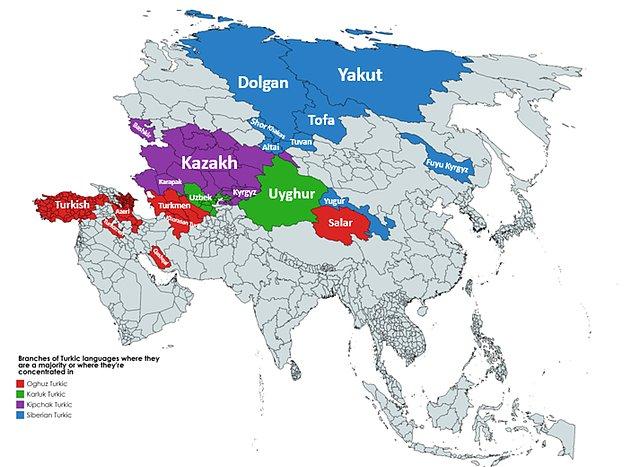 8. Türk dillerinin yayılımı ve kullanıldığı ülkeler