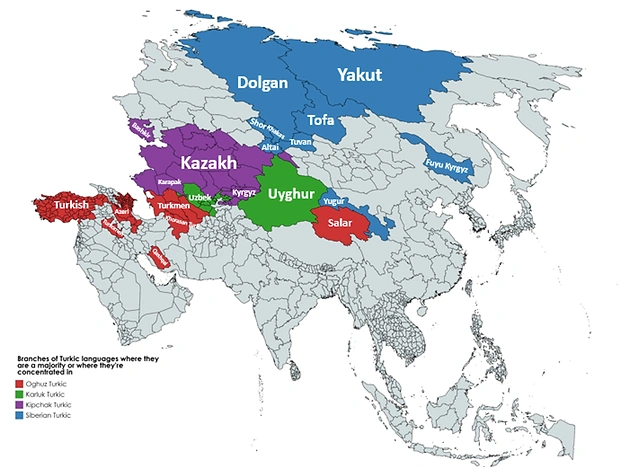 Türk dillerinin yayılımı ve kullanıldığı ülkeler