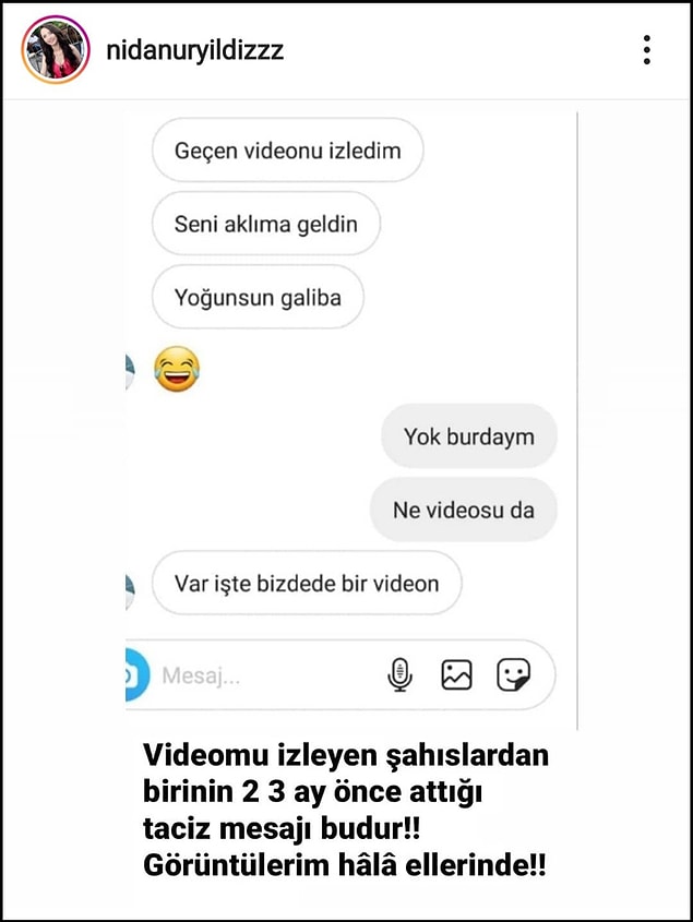 Nida Nur Yıldız'ın iddiasına göre psikolojik şiddet gördüğü için ayrıldığı eski eşi, genç kadının özel görüntülerini WhatsApp grubunda arkadaşlarıyla paylaştı.