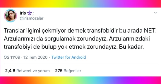 Trans Bireylere İlgi Duymamanın Transfobi Olduğunu Söyleyen Modele Gelen Tepkiler ve Kavramların İçinin Boşaltılması