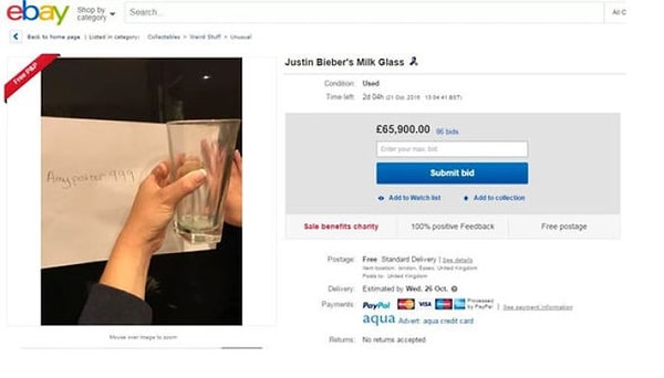 3. Стакан молока, который использовал Джастин Бибер: