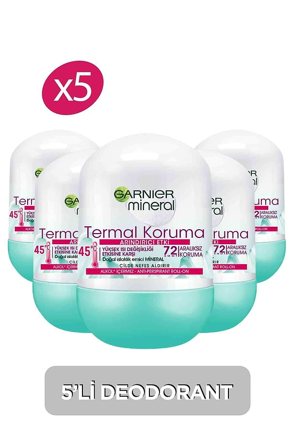 8. Ter önleyici tercih etmiyorsanız iyi bir roll on da iş görür. Garnier'in 5'li setinde inanılmaz bir fiyat indirimi var. Arkadaşlarla birlikte alıp paylaşabilirsiniz.