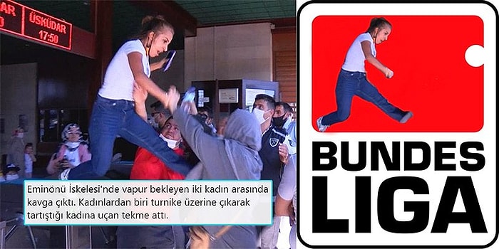 Eminönü İskelesinde Turnikenin Üzerine Çıkarak Uçan Tekme Atan Kadına Gelen Güldüren Tepkiler