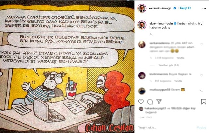 İmamoğlu'ndan Karikatürlü Paylaşım: 'Kurban Oliyim, Hiç Haberim Yok'