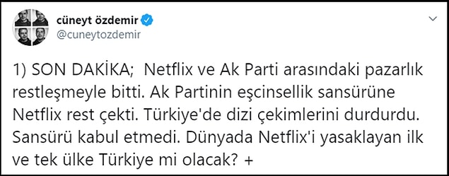 "Netflix rest çekti, Türkiye'de dizi çekimlerini durdurdu"