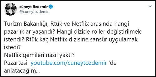 Cüneyt Özdemir: Netflix, AKP'nin Sansürüne Rest Çekti, Türkiye'de Dizi Çekimlerini Durdurdu!