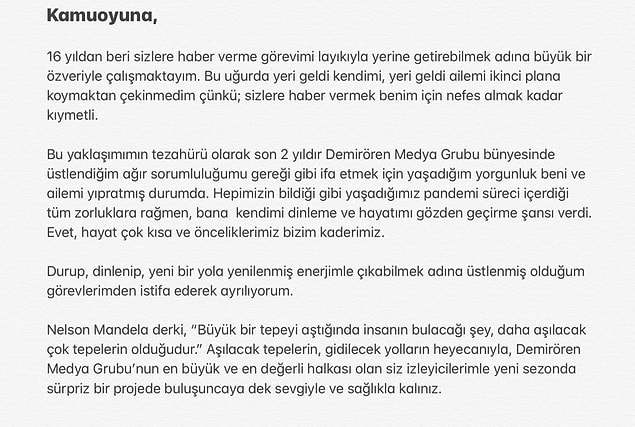 Buket Aydın ise "kovulmadım, kendi isteğimle gidiyorum ve yeni bir hayata başlıyorum" şeklinde bir açıklamada bulunmuştu.