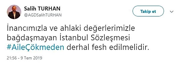 Her yıl yüzlerce kadının öldürüldüğü ülkemizde sadece kadınları yaşatan bu sözleşmenin aile kurumunu yıktığı, eşcinselliğe teşvik ettiği ve erkekleri mağdur ettiği yönünde söylemler üretiyorlar.