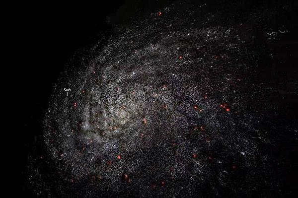 Evrenin içerisindeki gök cisimleri, aktif yıldızlar ve kuasarlar en küçük detayına kadar modellendi.