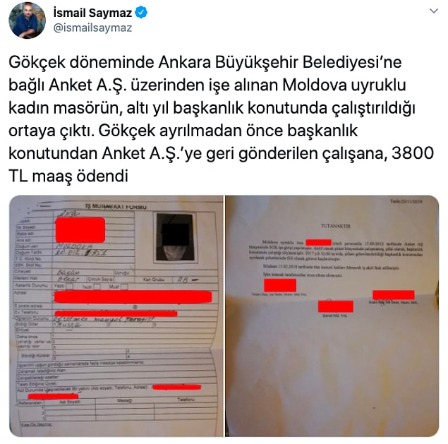 Geldik Moldovalı masöre...Gökçek kendi döneminde ABB iştiraki üzerinden işe alınan Moldova uyruklu kişisel masörüne belediyenin cebinden 3 bin 800 tl maaş ödemişti.