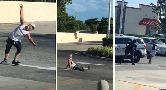 Akrobatik Hareketler Yaparak Trafiği Engelleyen Adam Polisten de Takla Atarak Kaçmaya Çalıştı