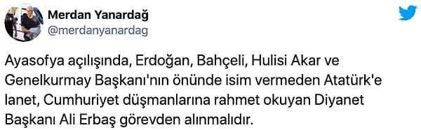 Erbaş'ın ifadelerine sosyal medyadan yoğun tepki var. Atılan onbinlerce tweet ile Twitter'da Türkiye'nin bir numaralı gündem maddesi oldu...